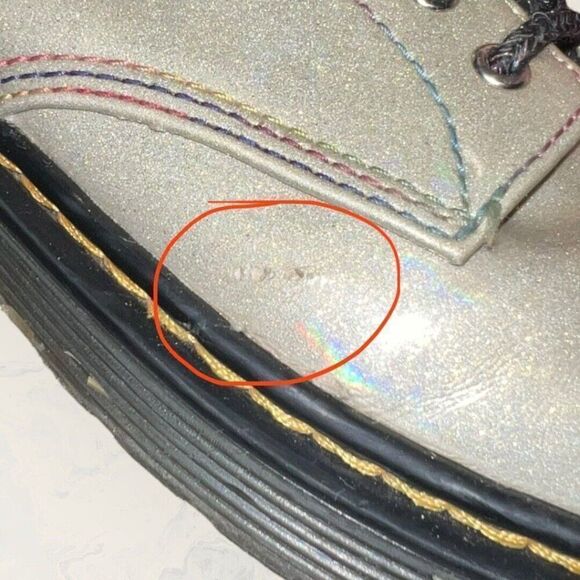 Dr. Martens 1460 Silver Rainbow Glitter Pride Zip / Lace Up Combat Boots Size 5 - Picture 9 of 9